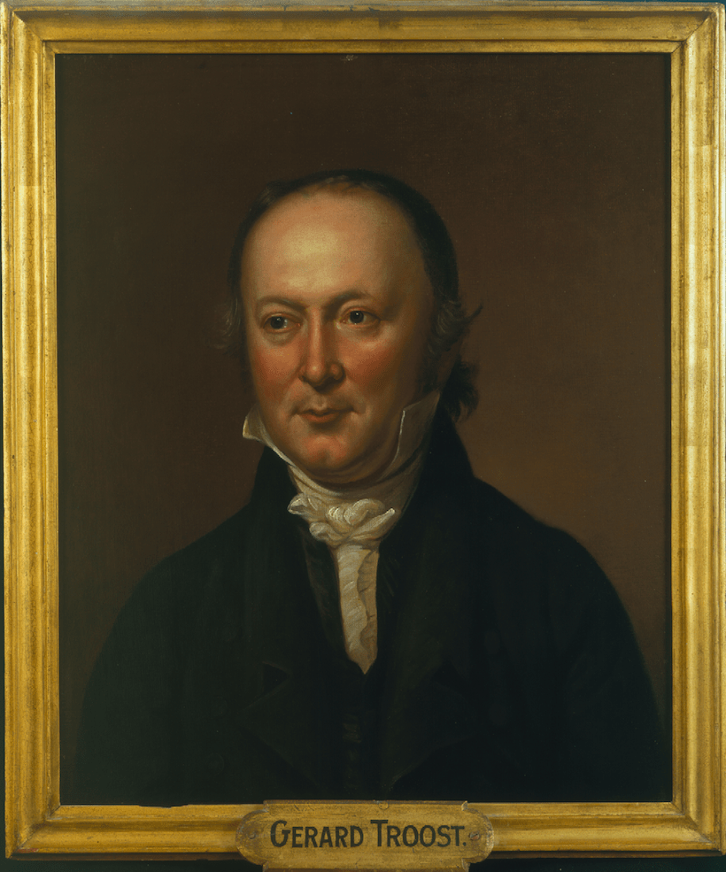 A painting of Gerard Troost, one of the more prominent founders of the Academy of Natural Sciences. “Gerard Troost (1776-1850)" by Charles Willson Peale. Oil on canvas. ANSP 2011-042  