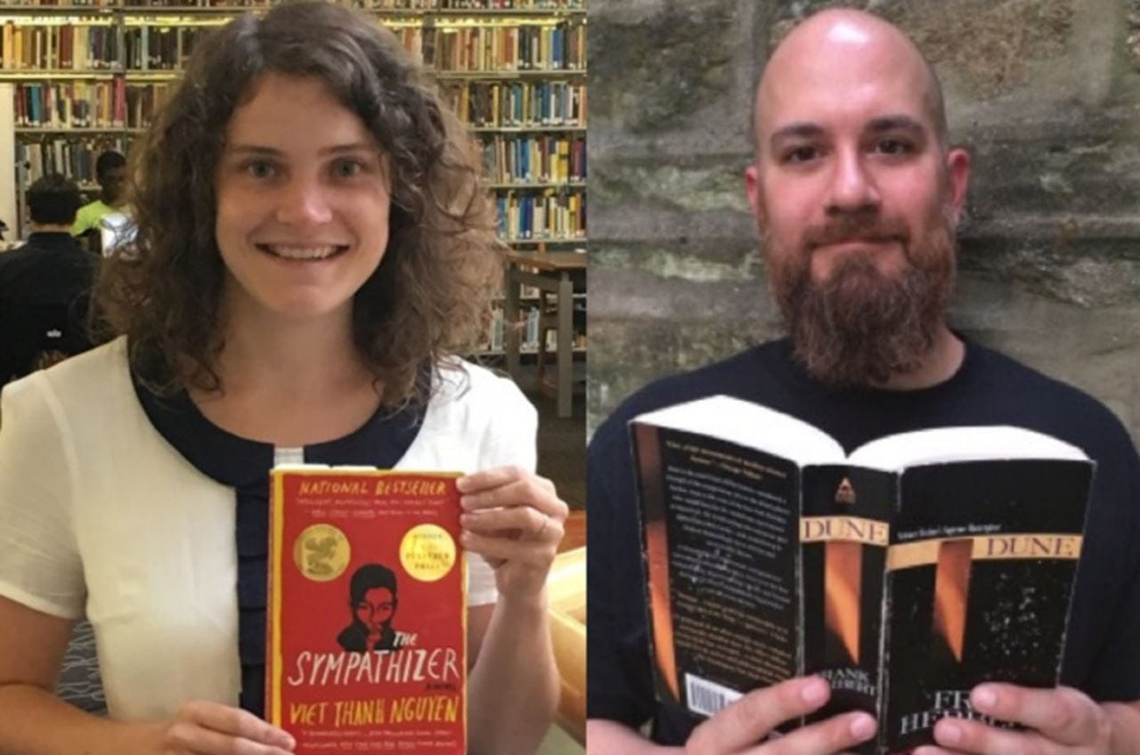 Sarah Rich, coordinator in administrative services, and Gary Childs, liaison librarian for the nursing and health professions, with their recommendations.