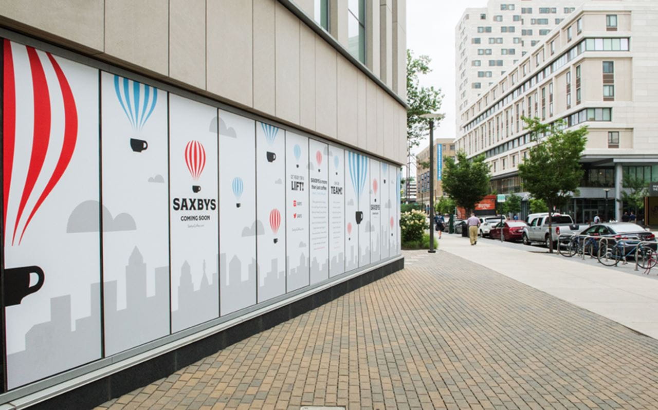 Exterior of Saxbys cafe at the Papadakis Integrated Sciences Building