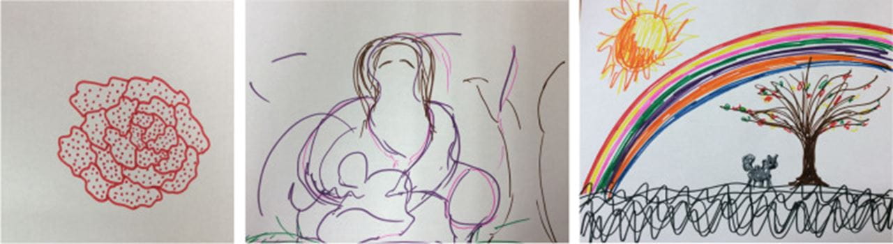 Three different pictures drawn freehand.