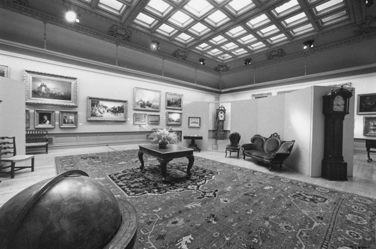 The view from the northwest corner of the A. J. Drexel Picture Gallery in the 1980s. Photo courtesy The Drexel Collection.