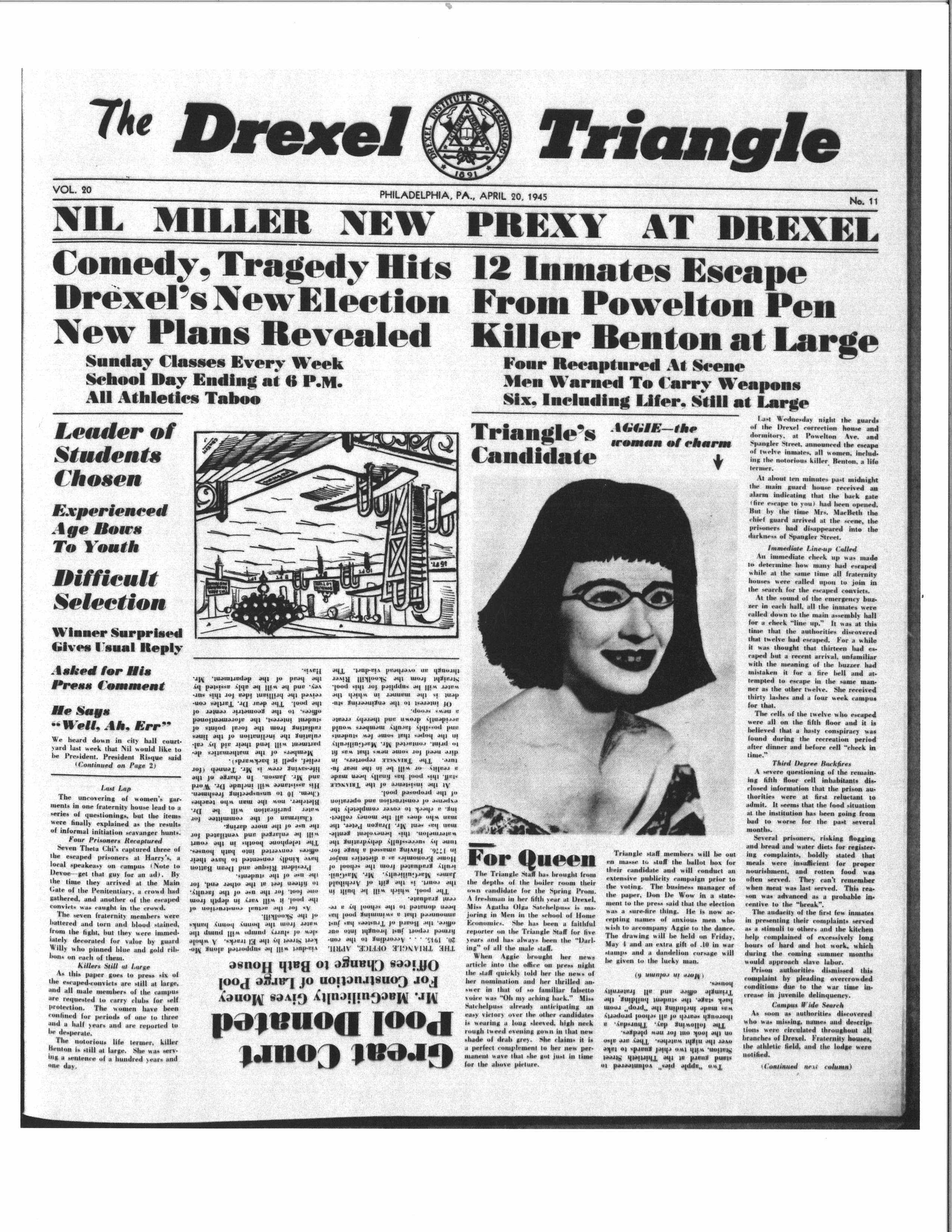 The front page of The Triangle's 1945 joke issue.