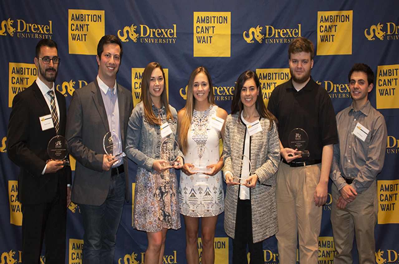 From left to right: David Senko, Alexander Bock, Alyssa Foley, Jourdan Skirha, Melissa Frendo-Rosso, Michael Luker and Joseph Urbano.