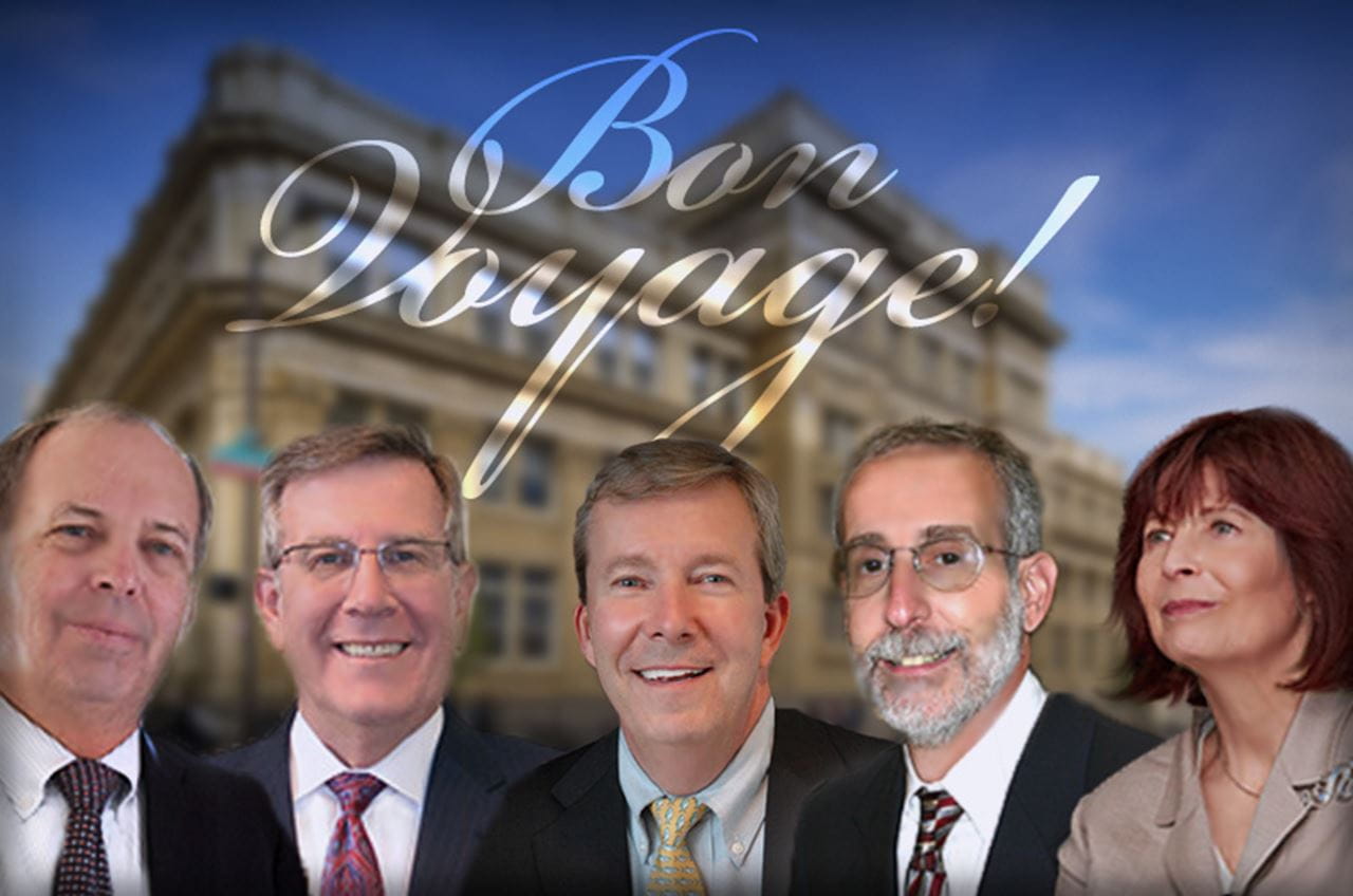 From left to right: Frank Linnehan, PhD; Peter Franks; George Gephart; John DiNardo, PhD; and Julie Mostov, PhD. 