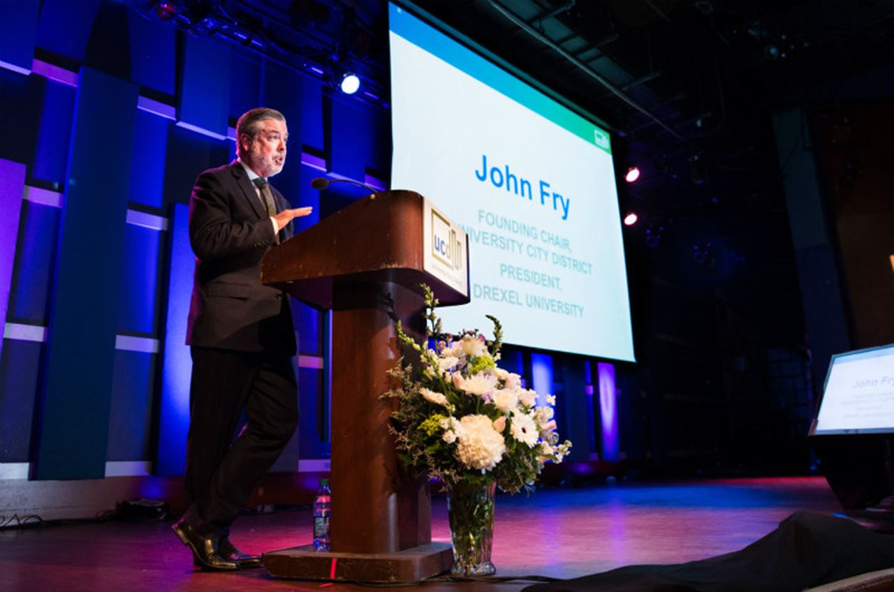 Drexel President John Fry at the University City District 20th anniversary celebration / Photo by Lora Reehling Photography