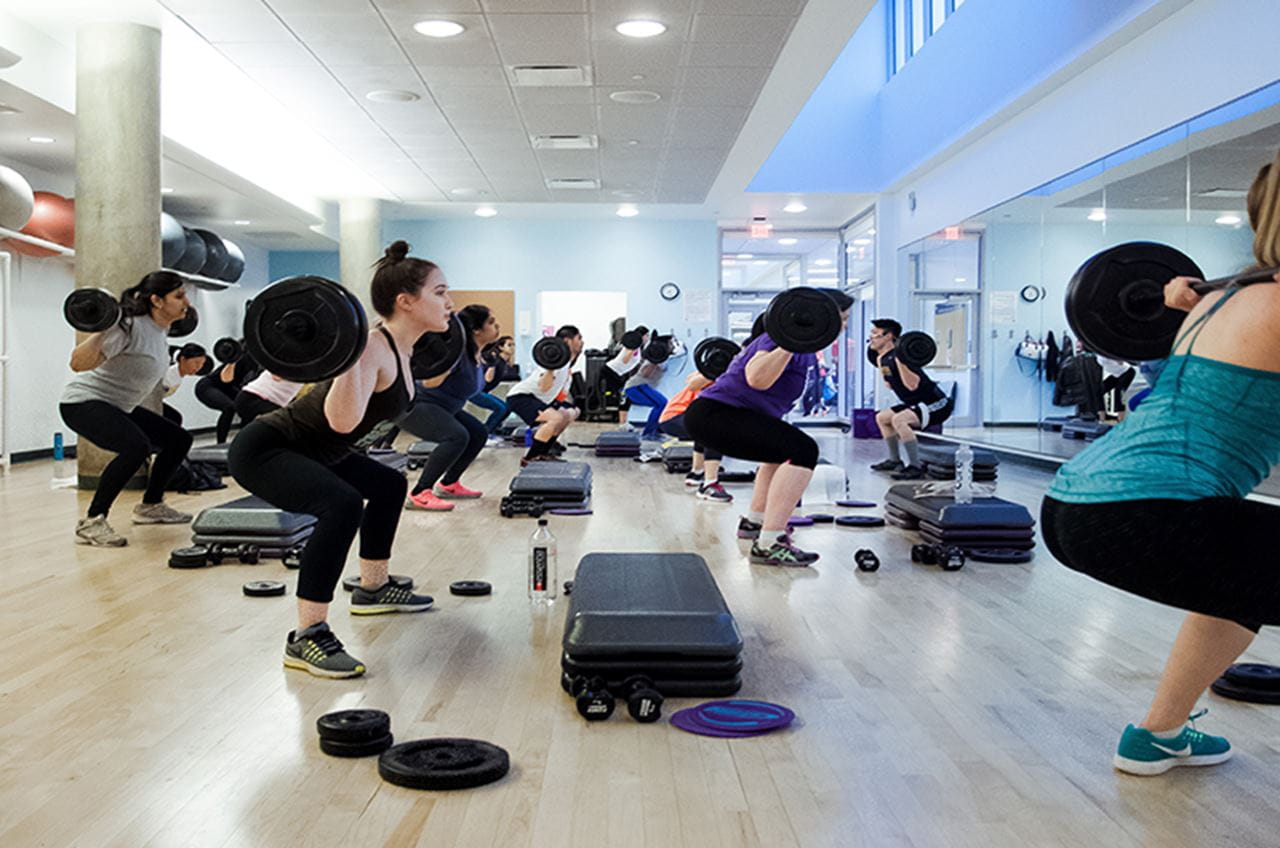 Rec Center group fitness class. 
