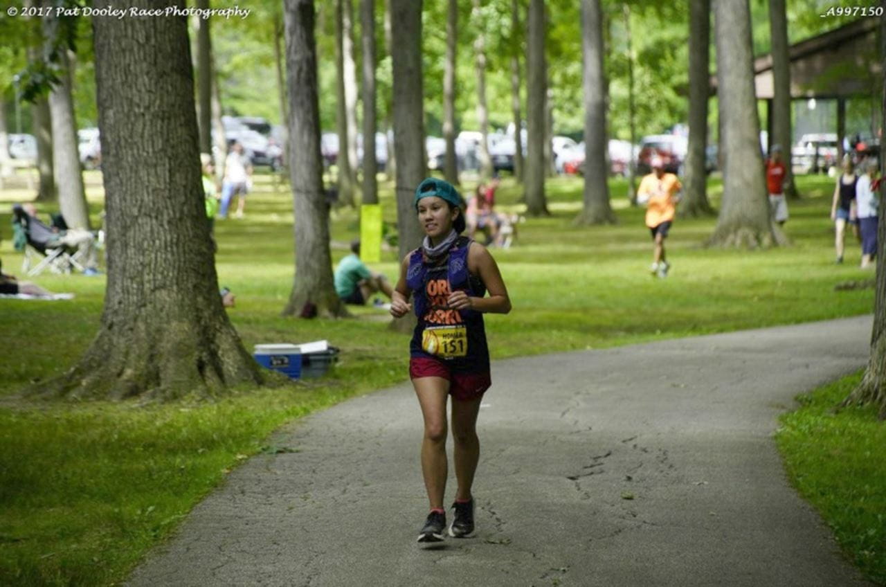 Drexel University College of Medicine student Hong De Sa running a 100-mile race