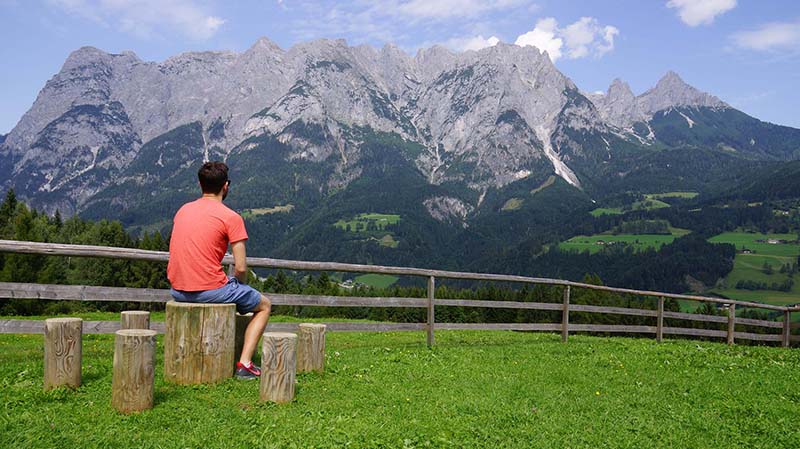 William Zawisa admires the mountain top meadow, just outside the town of Werfen, Austria where the picnic scene from “The Sound of Music” was filmed. 