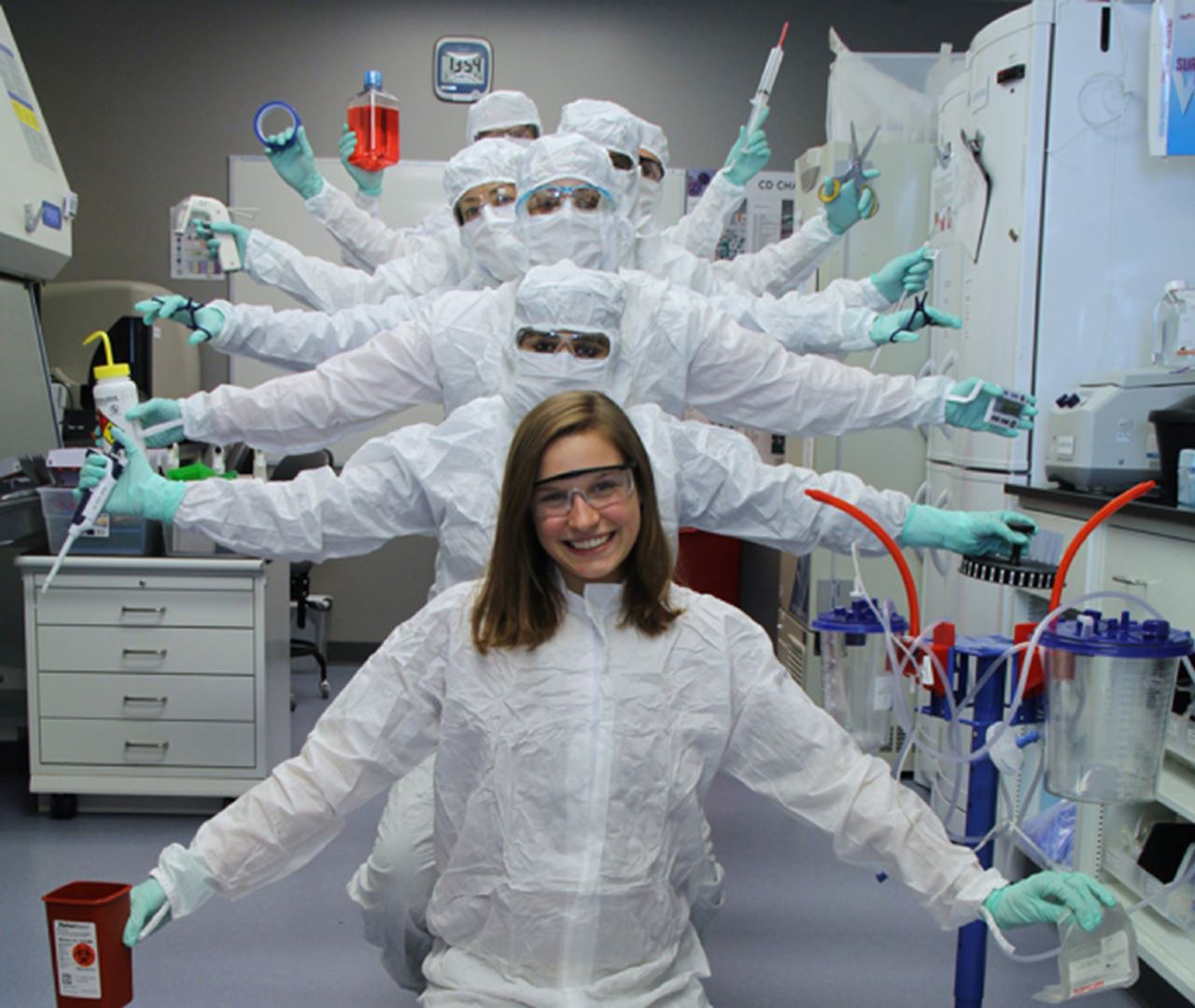 Bailey Leadford and the cell therapy team at Gates Biomanufacturing Facility show us some of the equipment and processes they use daily in the product development lab.