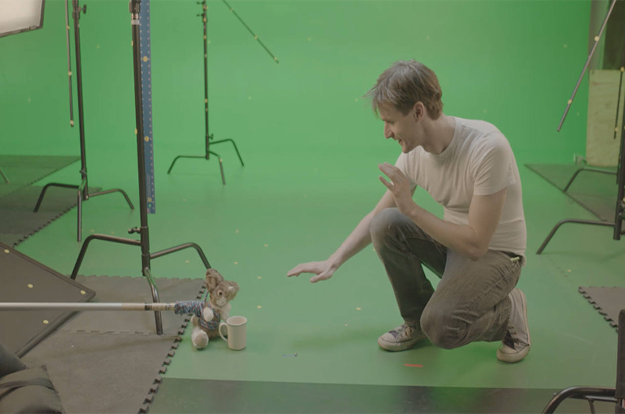 This stuffed animal stand-in gives for the main actor reference to directly interact with to allow more natural interaction between the main character and the computer-generated creature that is added in later.