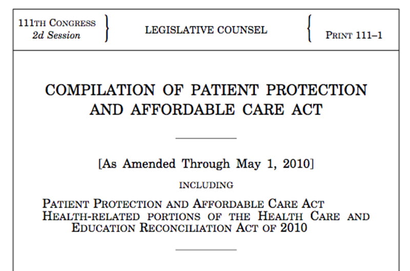 The title of the legislation papers for the Affordable Care Act