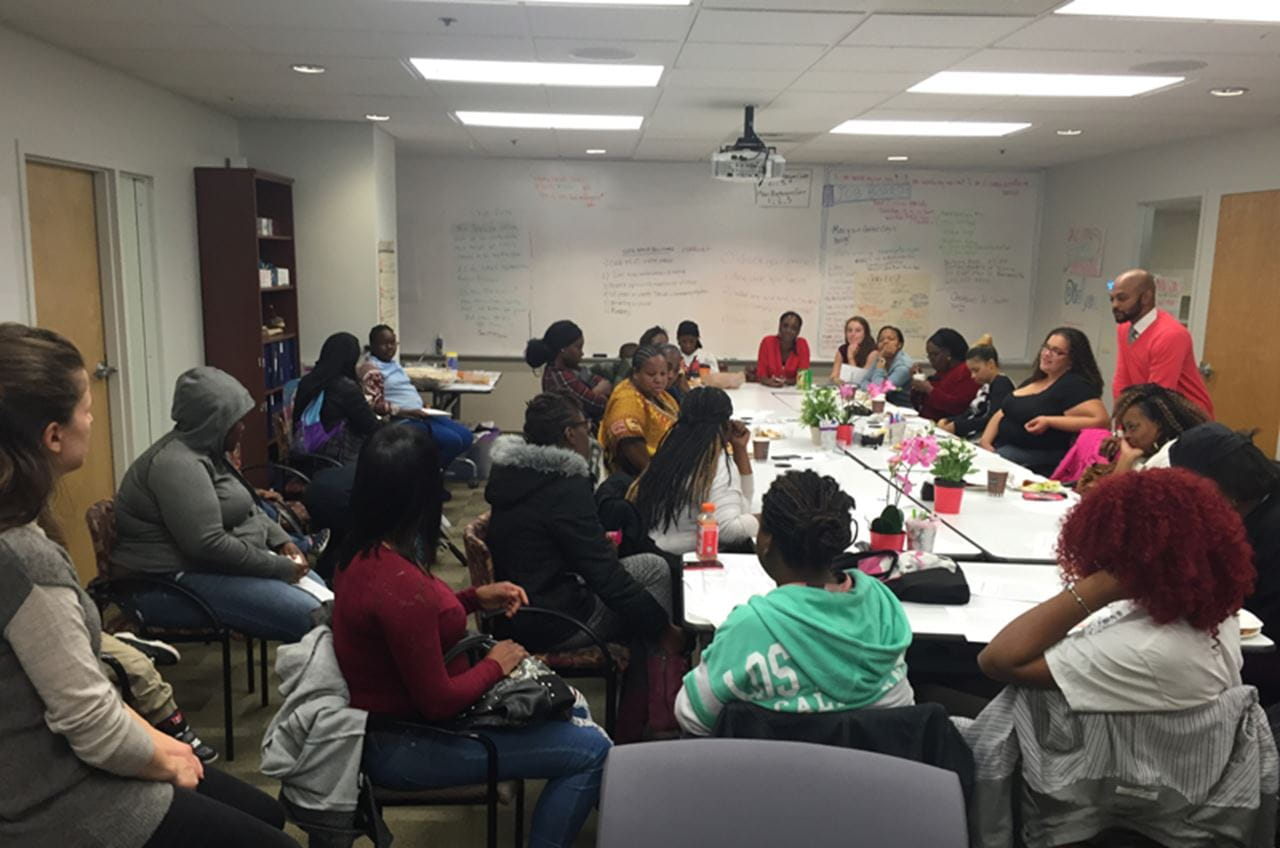 A classroom full of people