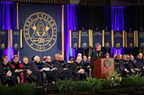 Drexel President John Fry speaking at the University's 2018 Convocation.