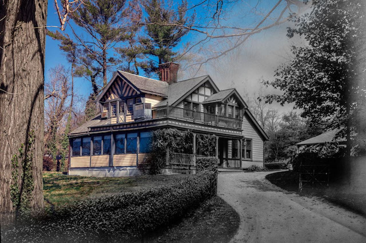 The exterior of the Button photographed today, and how it might have looked when photographed in the past. 