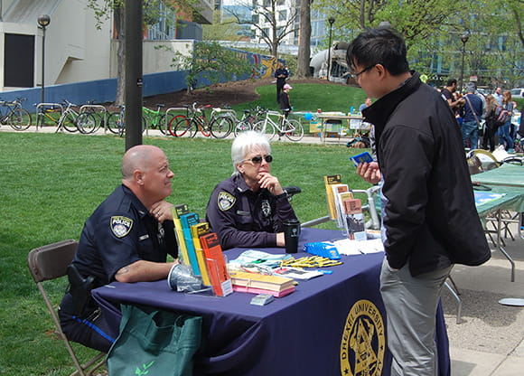 Officers Tom Cirone and Kim McClay attend events on Drexel's University City Campus to work with the local community.