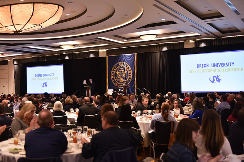Drexel University President John Fry addressed faculty and staff at the annual service recognition luncheon held Dec. 6.