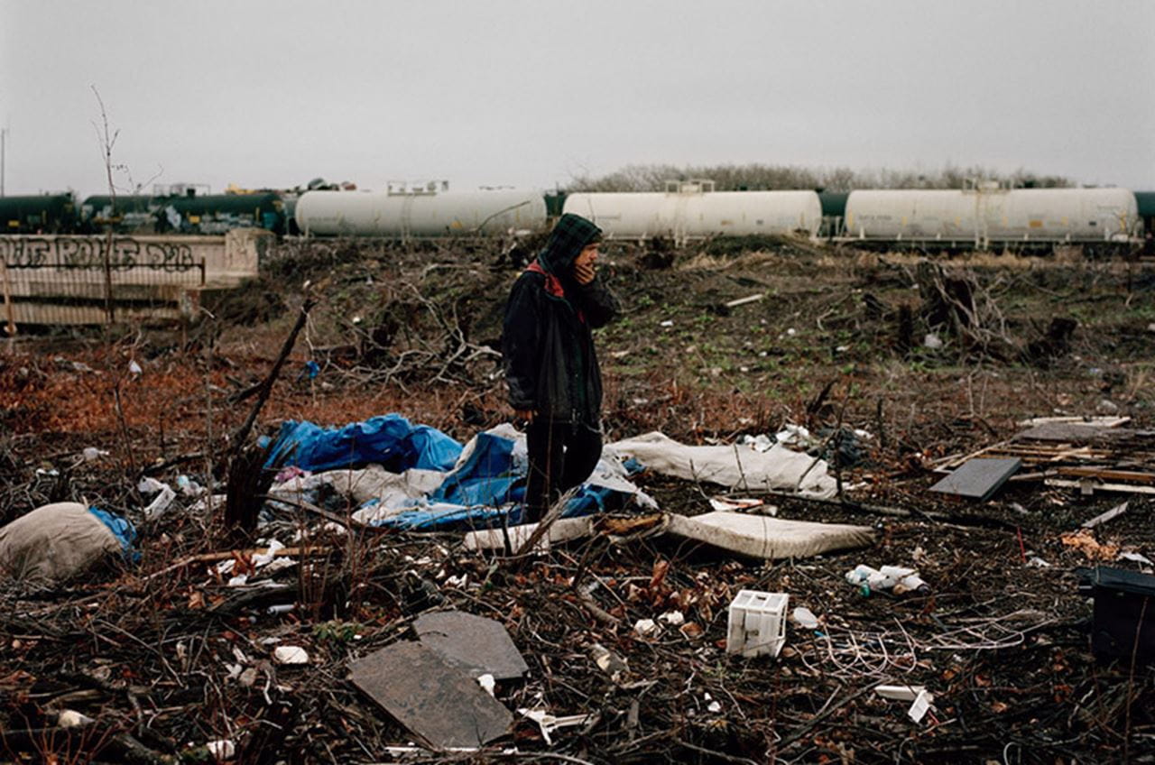 Bill visits the site of his former makeshift home which was demolished by the city, 2018. The city demolished Bill’s home and countless others during the summer of 2017 when a deal was reached with Conrail, who owns the land, to clean up and secure the area. 