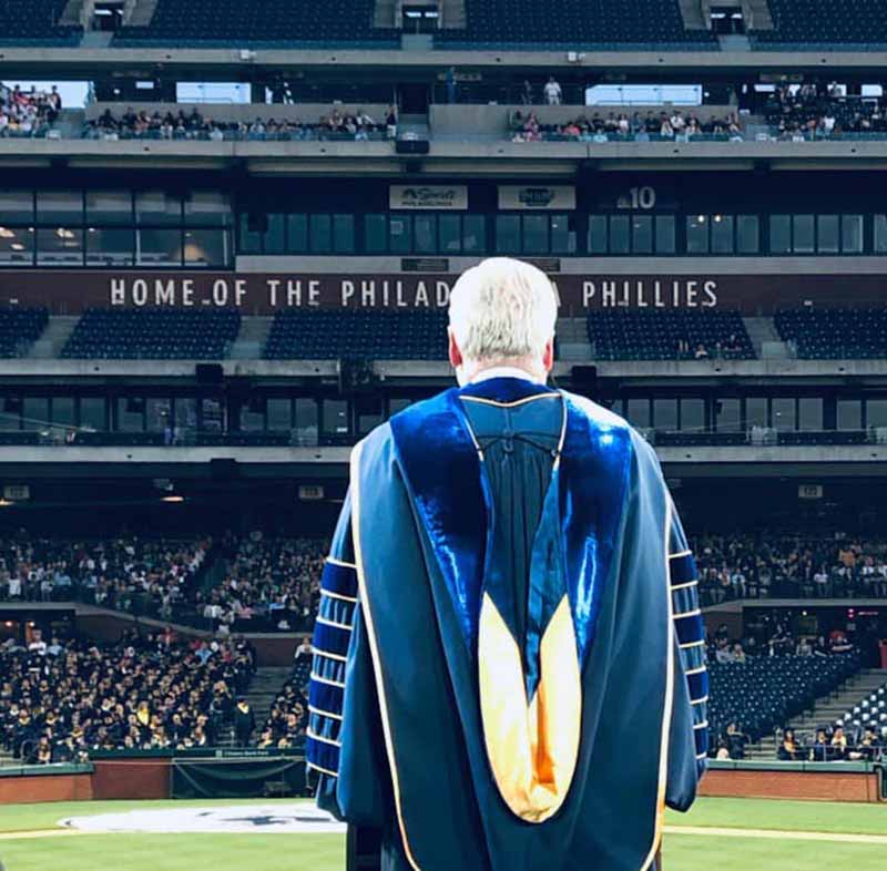 Drexel President John Fry addressed graduates and their families at the park, imploring Dragons to become global citizens of the world. 