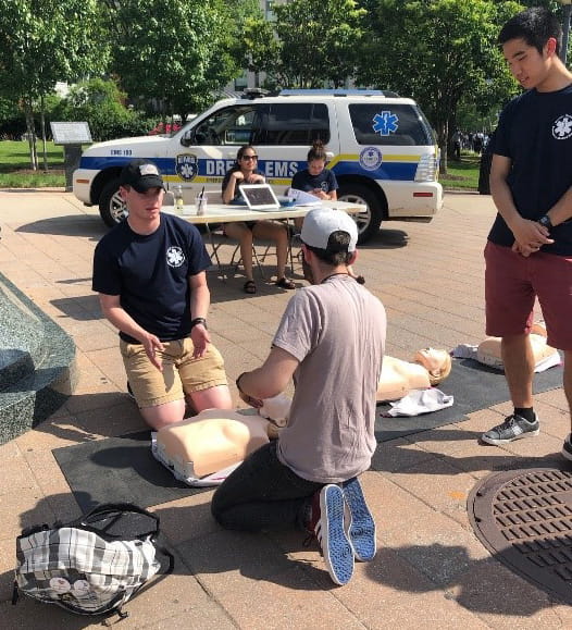 Once a term, Drexel EMS hosts a Hands-Only CPR demonstration.