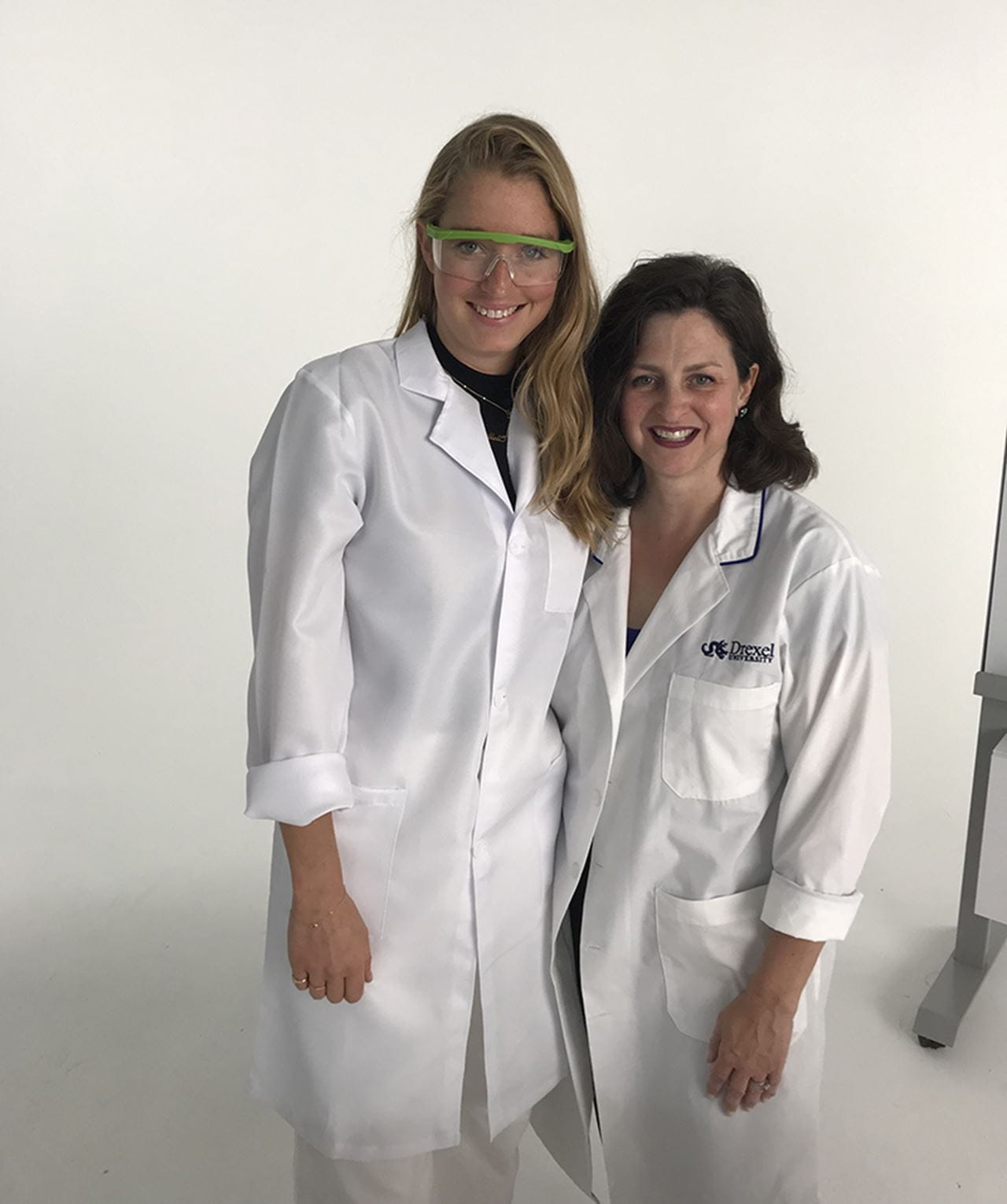 Rosemary Trout, right, with Molly Baz while filming an episode of "Molly Tries."