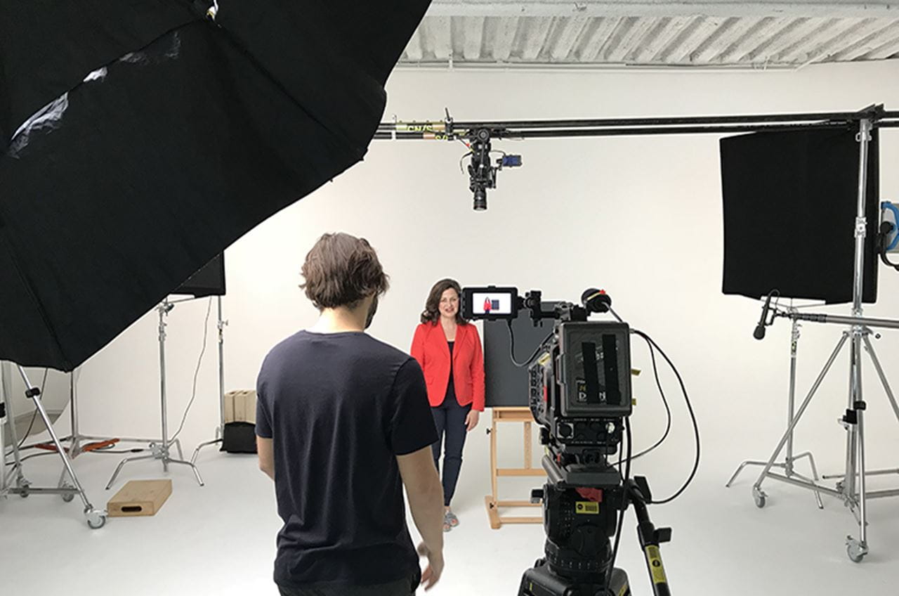 Rosemary Trout filming an episode of "4 Levels."