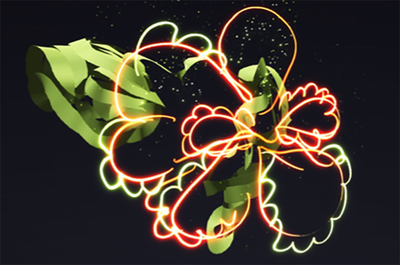 Virtual reality 3D drawing of a flower