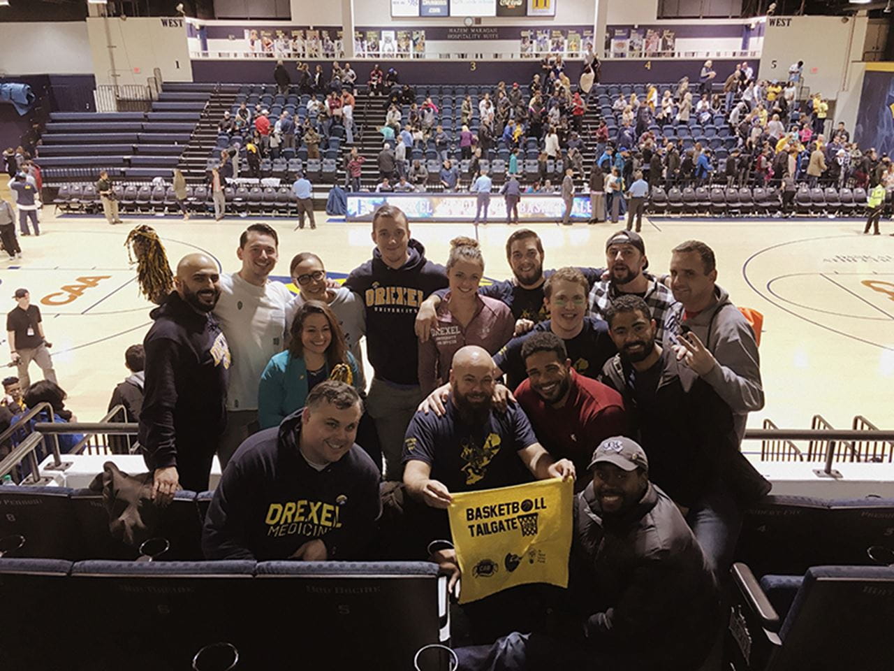 A group of Drexel veterans at last year's "Women's Basketball and Drexel Athletics Salutes America's Veterans" event. 
