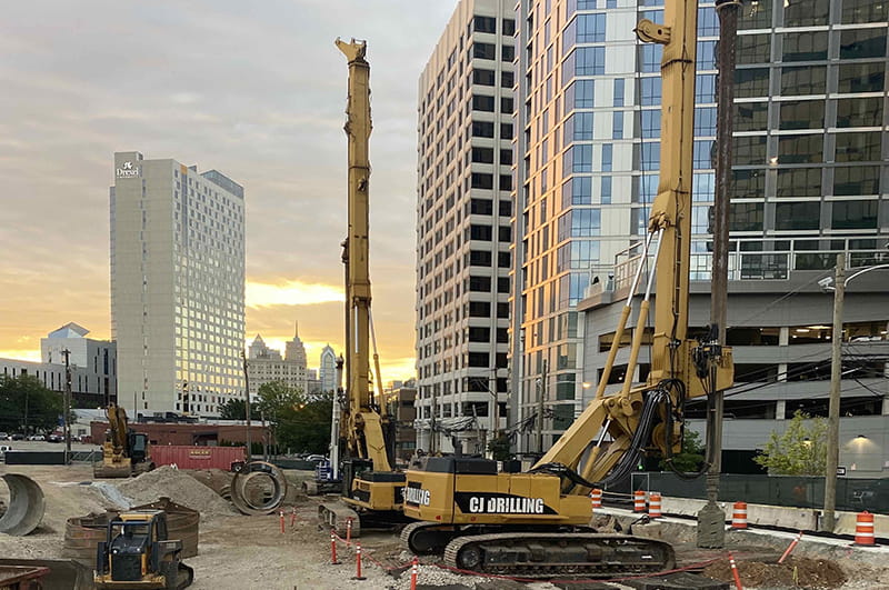 The Drexel Academic Tower site — a key part of the planned UCity Square — photographed earlier this month. Photo courtesy Wexford and Turner Construction.