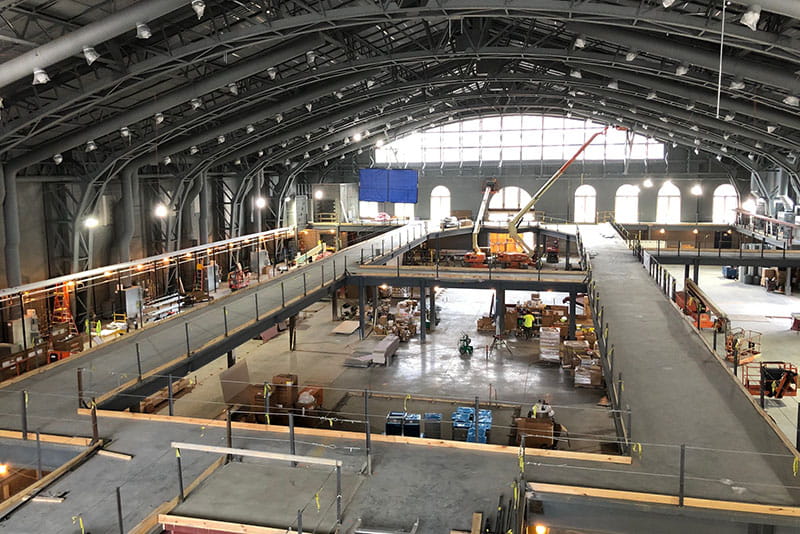 The  interior of the Arlen Specter US Squash Center site in late June. Photo courtesy Michael W. Thompson.