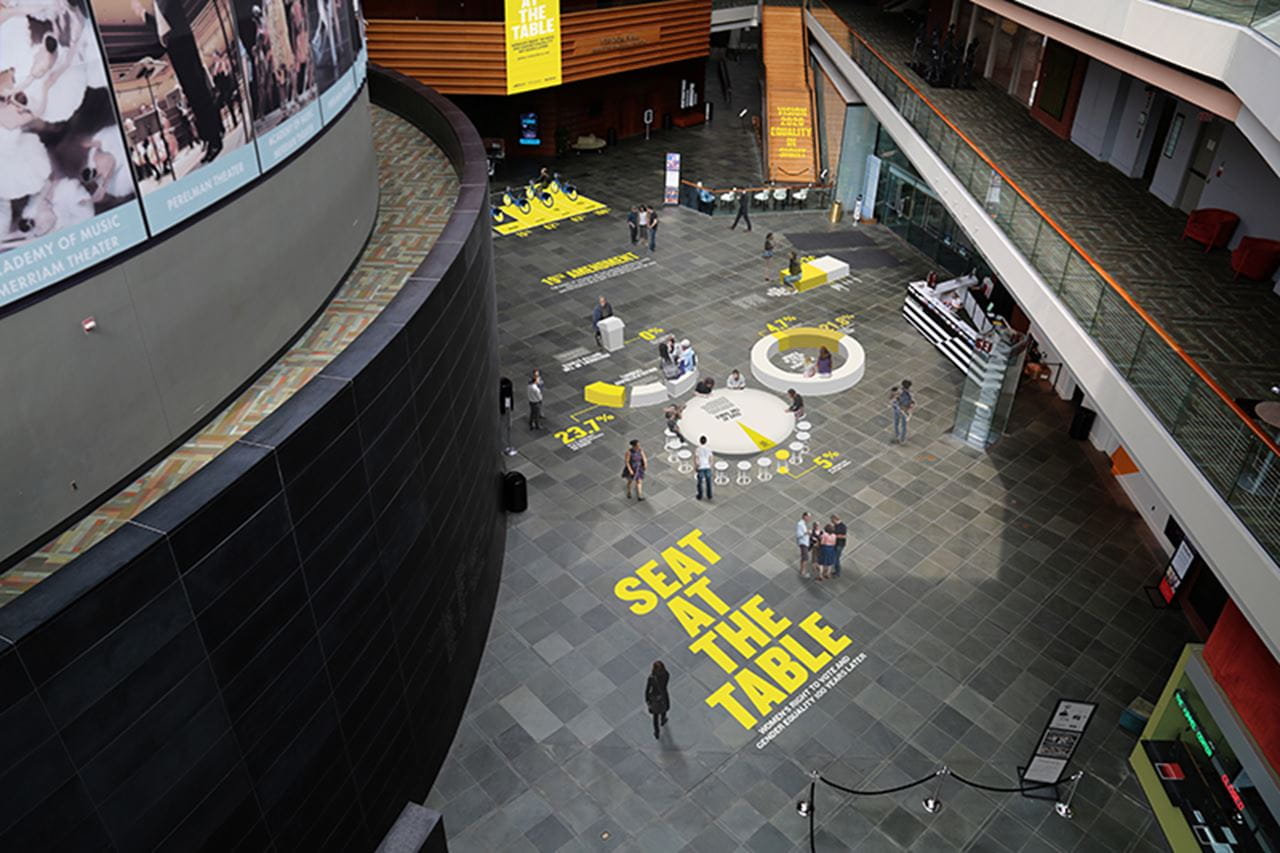 A 3D rendering of the "Seat at the Table" exhibit. Photo credit: Dome.