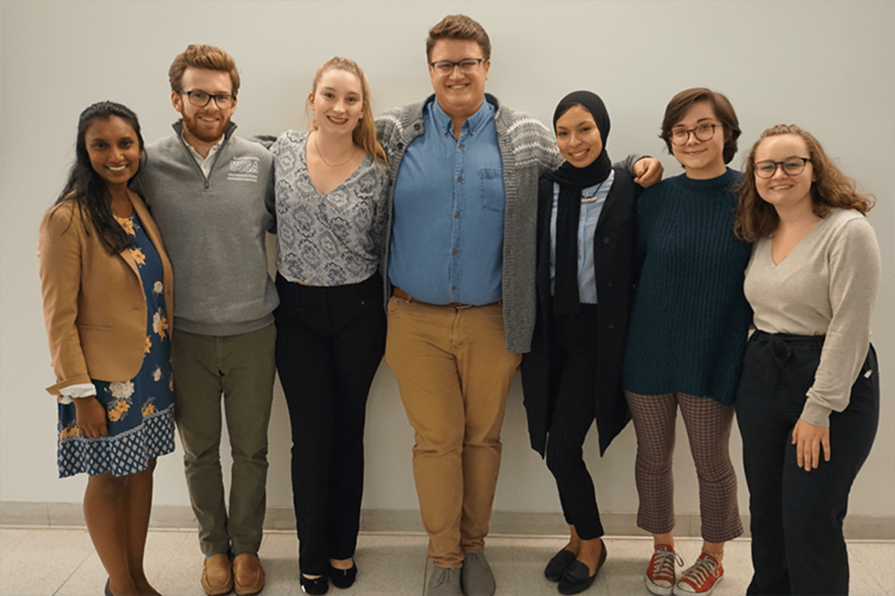 Left to right: Members of the USGA Public Safety Committee Apoorva Salvaraj, Tim Hanlon, Samantha Snowden, Blake Brown, Ikram Mokhlis, Emma Hirt and Carlie Relyea.