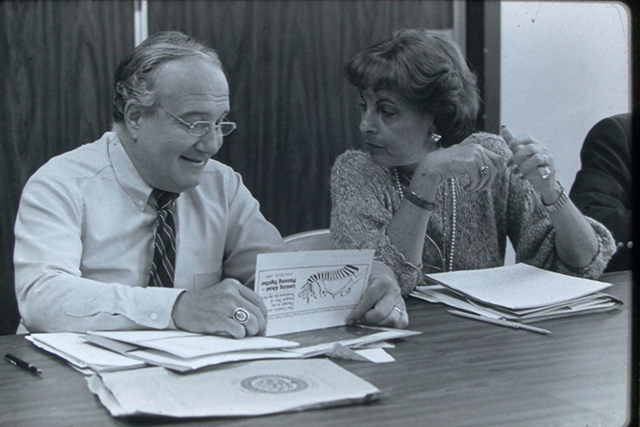 Myra Levick, PhD, and Paul Fink, MD, who replaced Morris J. Goldman as director of Hahnemann’s program, an undated photo. Photo courtesy Sherry Goodill, PhD. 