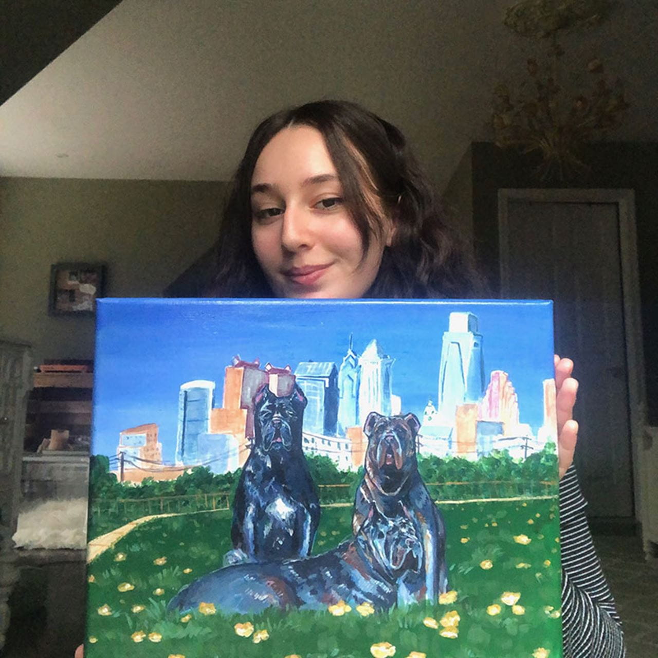 Alexandra Gordon with her award-winning painting. Photo courtesy Alexandra Gordon.