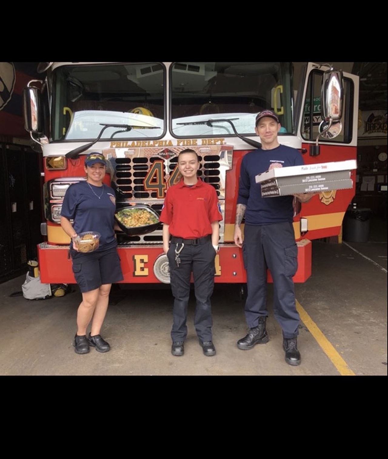 Drexel EMS delivering food to the Philadelphia Fire Department.