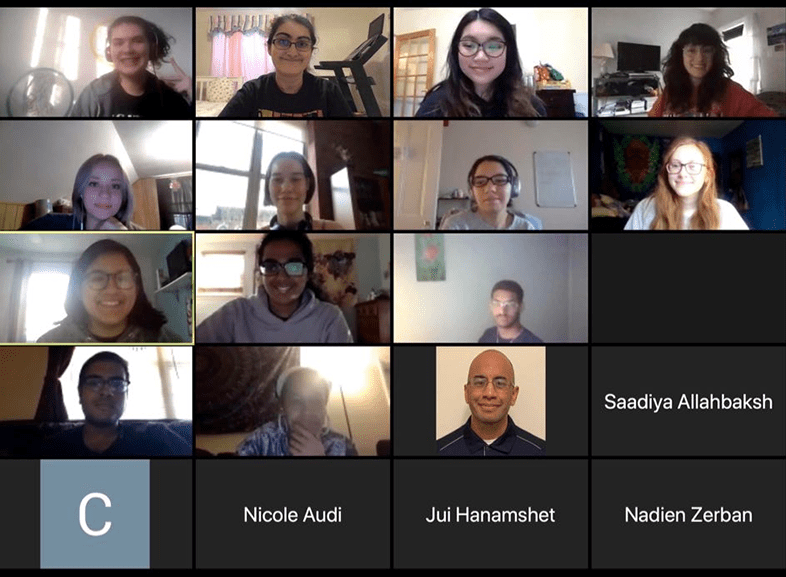 The members of Women in Computing Society (WiCS) meeting over Zoom during Drexel's remote spring term.