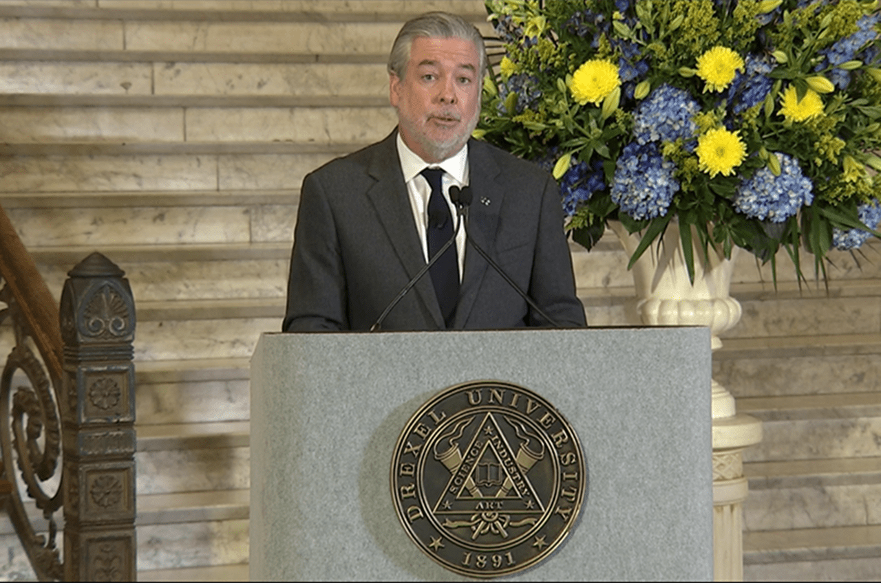 Drexel University President John Fry spoke at Drexel's annual ceremony in 2020 — his 10th Convocation as University president.