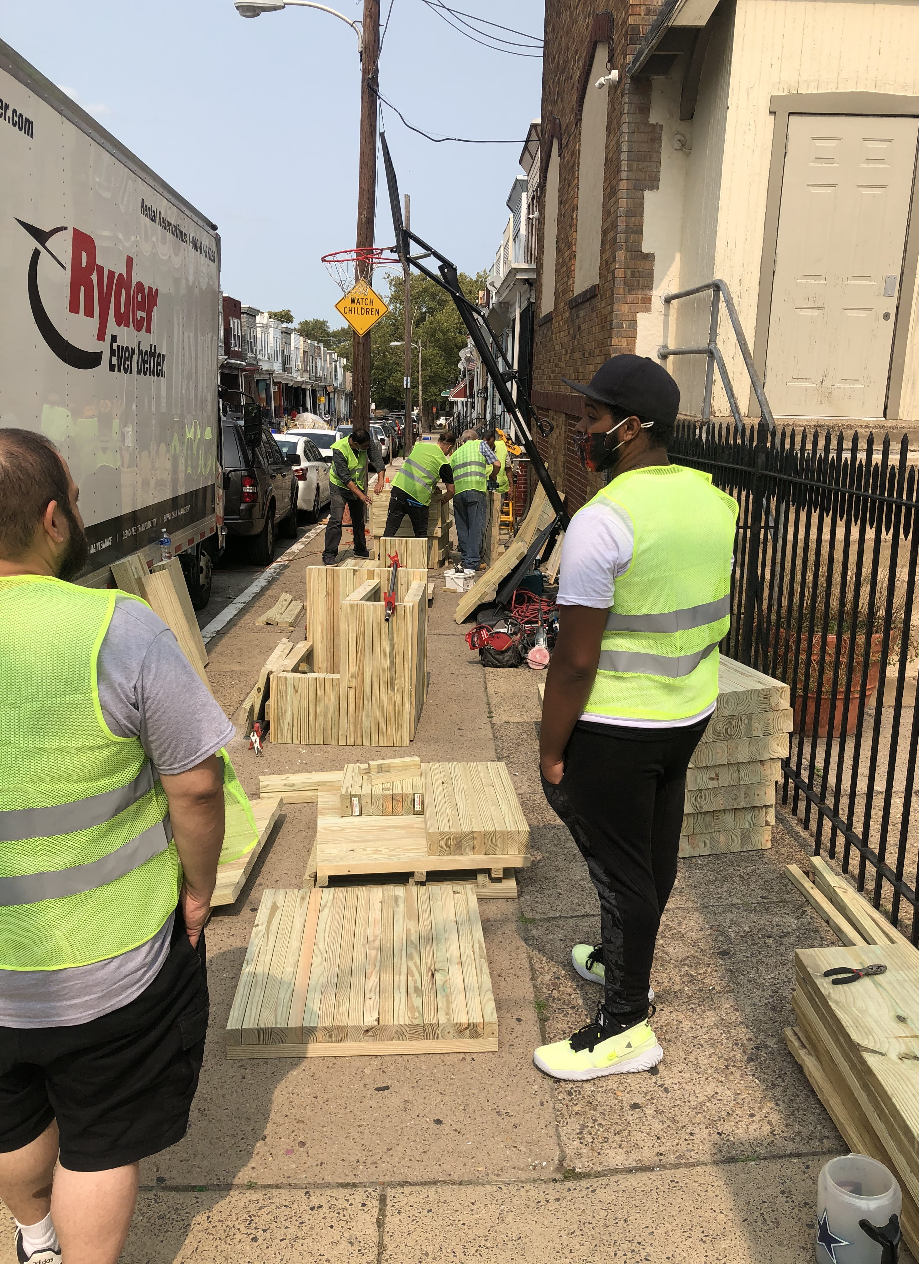 planter installation in Hunting Park community