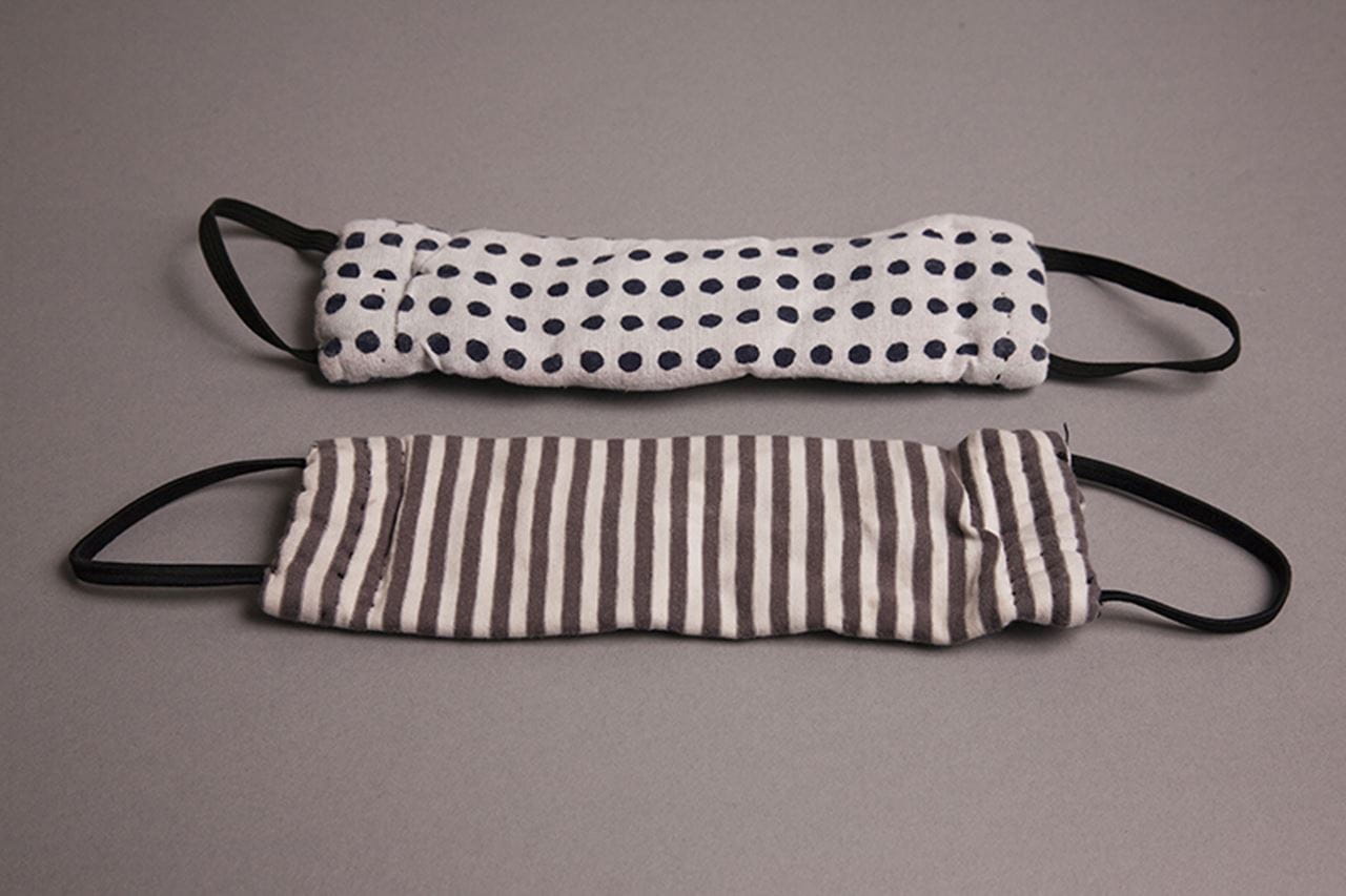 Masks donated to the Robert and Penny Fox Historic Costume Collection during the COVID-19 pandemic. Photo credit: Robert and Penny Fox Historic Costume Collection.