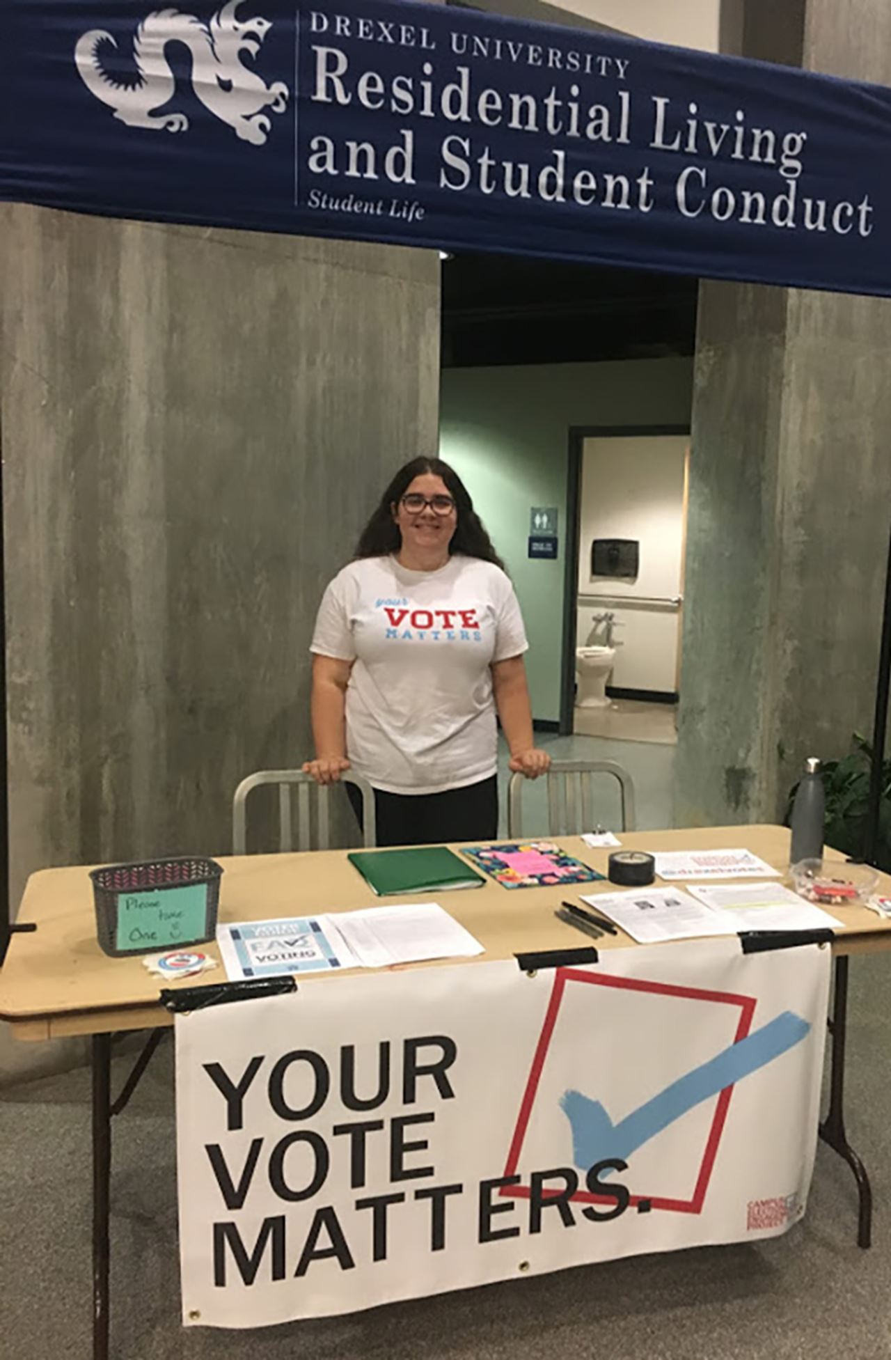 Resanovich registering students to vote in the 2020 presidential election on campus.