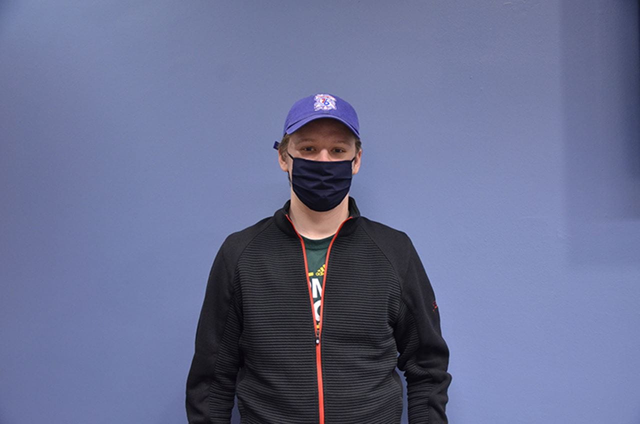 Jackson Wright, a fifth-year sports management student, received his first dose of the Pfizer vaccine on April 19 at Drexel University.