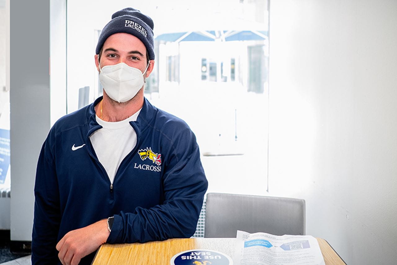 John Van Sickle, a fifth-year finance major, received the first dose of the Pfizer vaccine on April 19 at Drexel University.