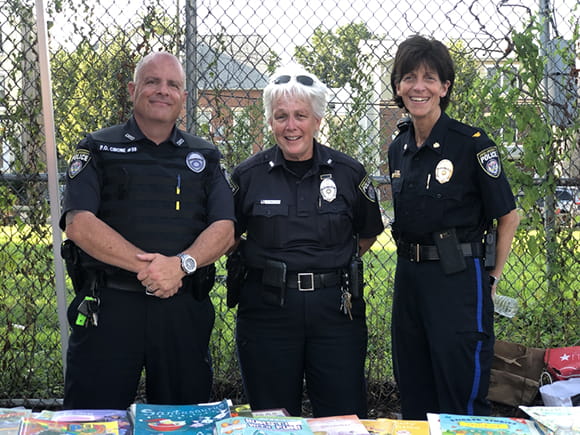 From left to right: Officer Tom Cirone, Officer Kim McClay and Vice President of Public Safety Eileen Behr.