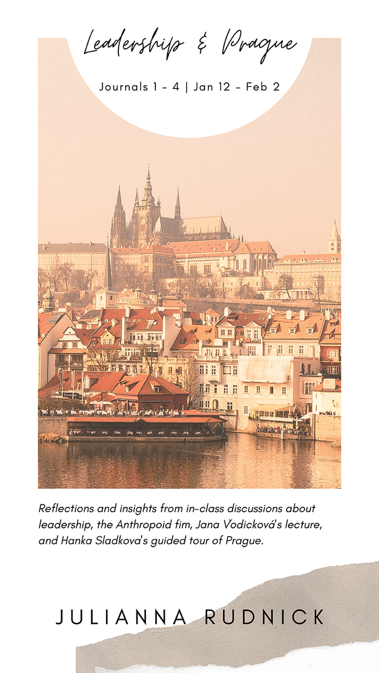 Julianna Rudnick, a fourth-year global studies major who took D’Angelo’s leadership course set in Prague, created visual representations of weekly journal assignments.