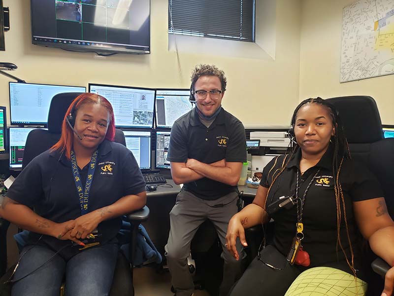 Some friendly faces in the Communications Center. From left to right: Selina Hairston, Tim Markert and Stephanie Jones.