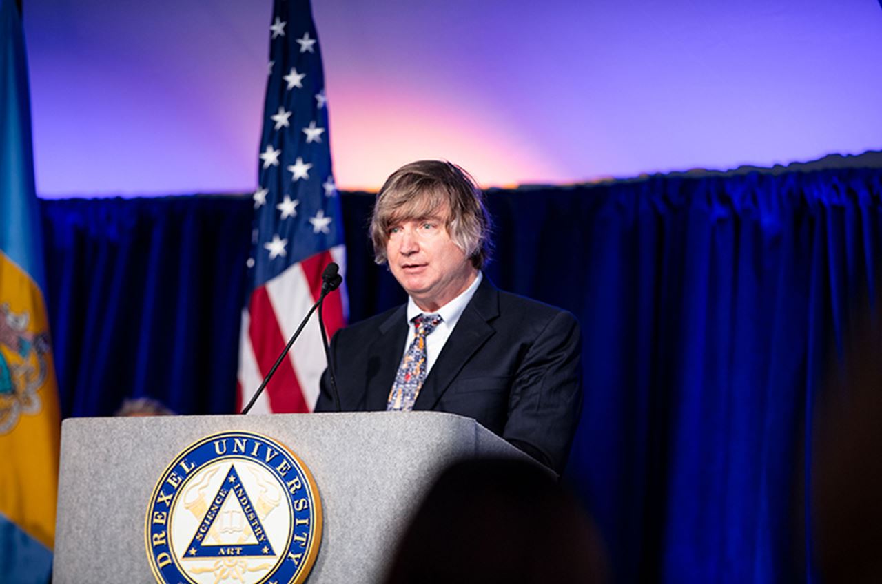 Kevin Owens, PhD, associate professor of chemistry in the College of Arts and Sciences and chair of the Faculty Senate, spoke at Convocation.