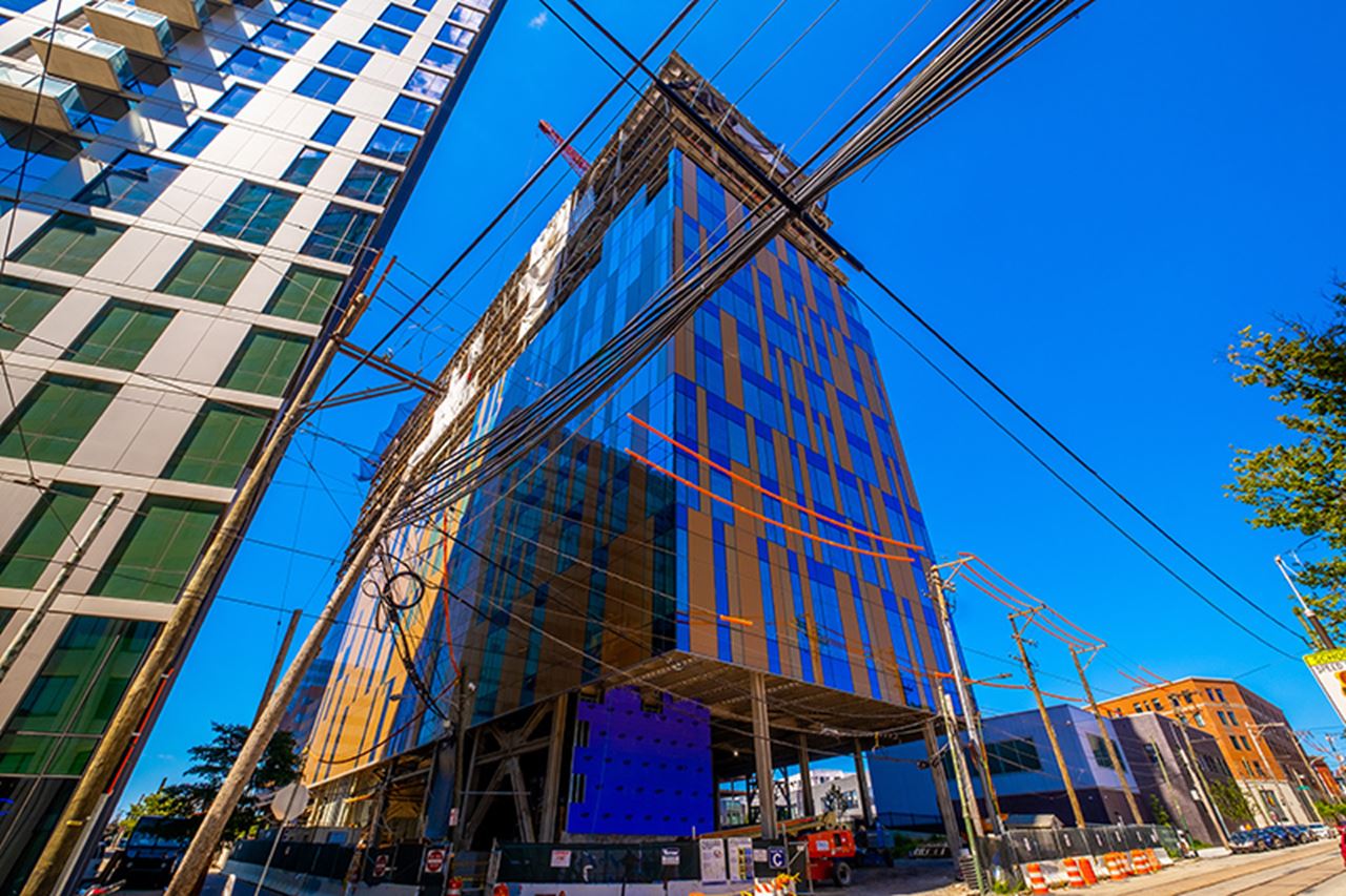 Construction of the academic tower in September 2021. Photo credit: Jeff Fusco.