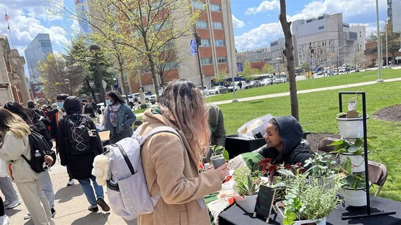 EarthFest participants gathered on Lancaster Walk.
