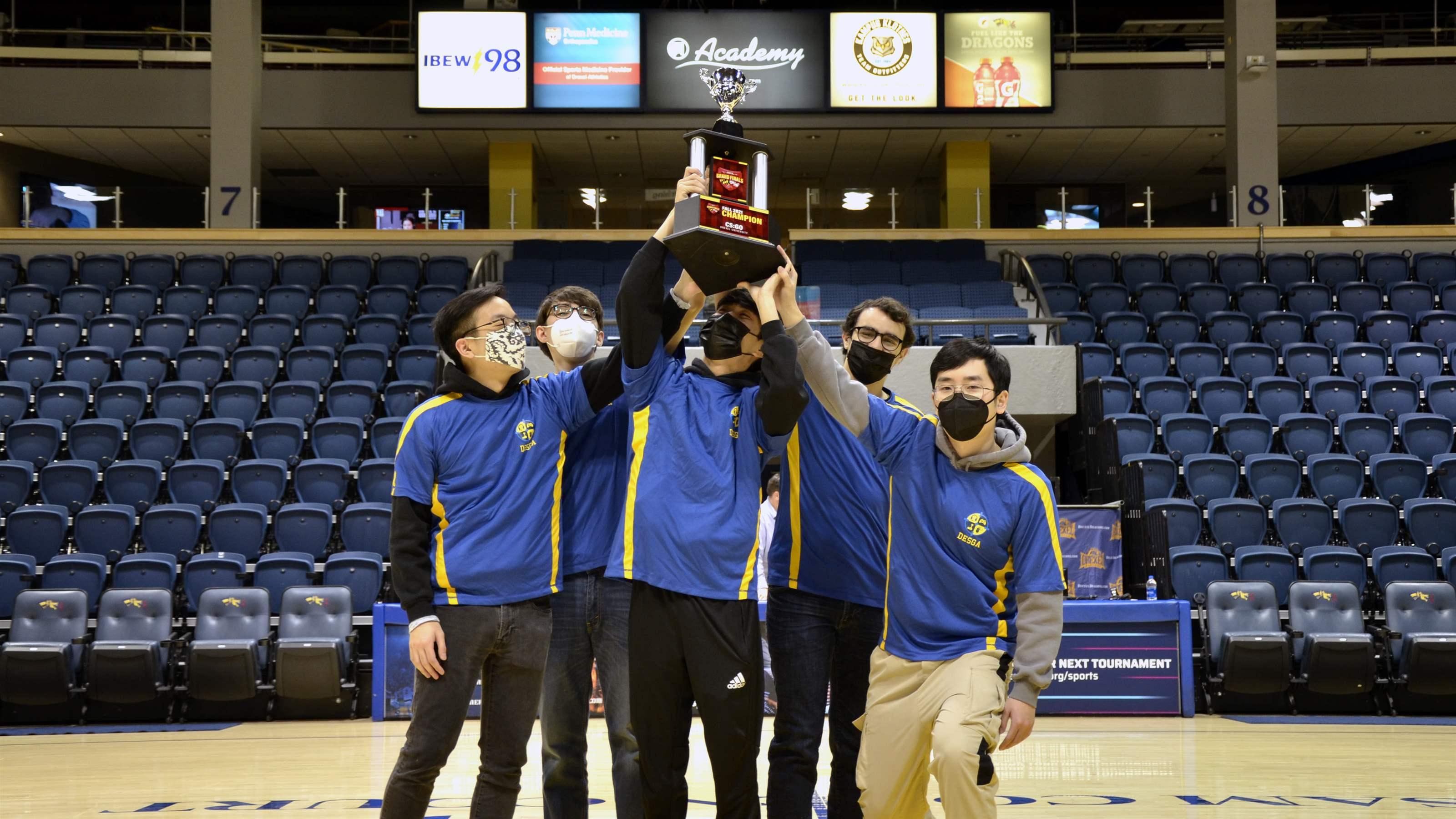 Drexel University Esports’ Counter Strike: Global Offensive team. From left to right: James Tran, David Stone, Jacob Lee, Noah Vaknin and Junjie Lin. William Trampel not pictured.