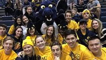 A pre-pandemic photo of the DAC Pack supporting Drexel Basketball. Photo courtesy of Emily McAndrews.