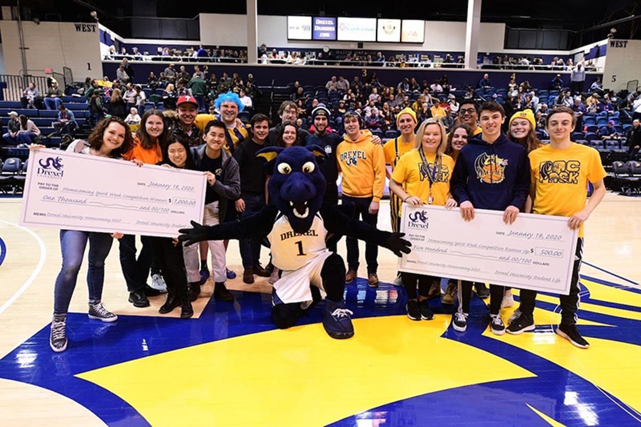 A pre-pandemic photo of the winning teams in the 2020 Homecoming Student Competition. Photo courtesy of Emily McAndrews.